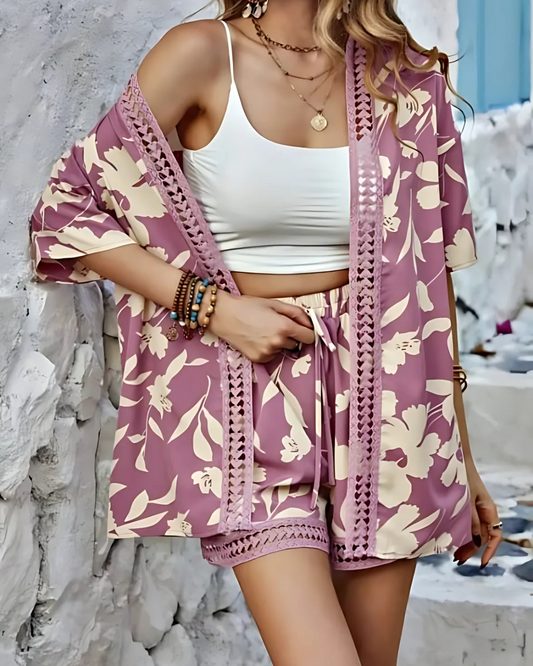 Floral Lace Patchwork Commuter Set