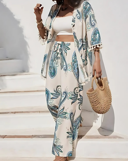 Coastal Paisley Tassel Trim 3-Piece Set