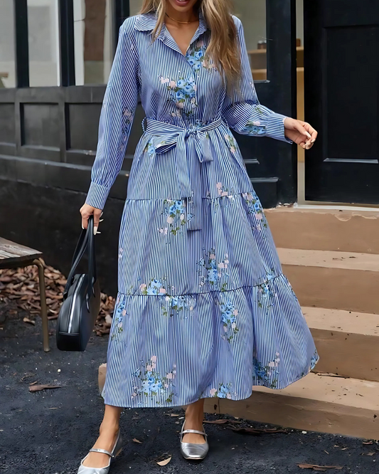 Blue Blossom Stripe Dress