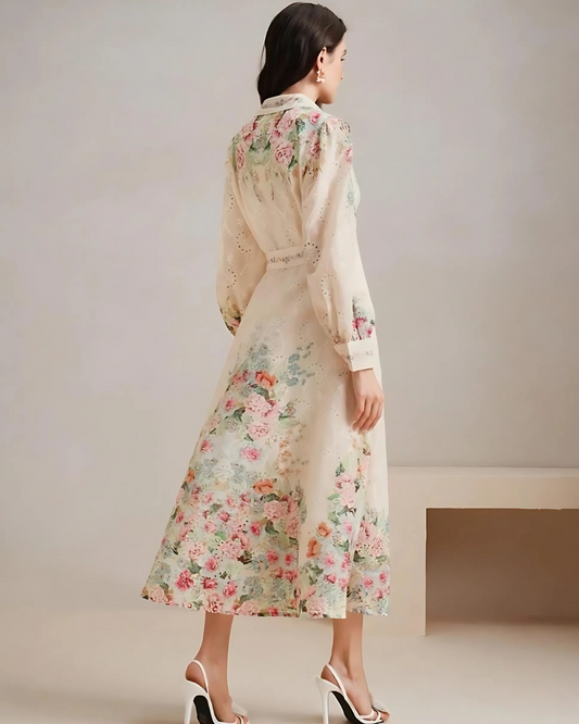 Elegance Floral Embroidered Midi Dress
