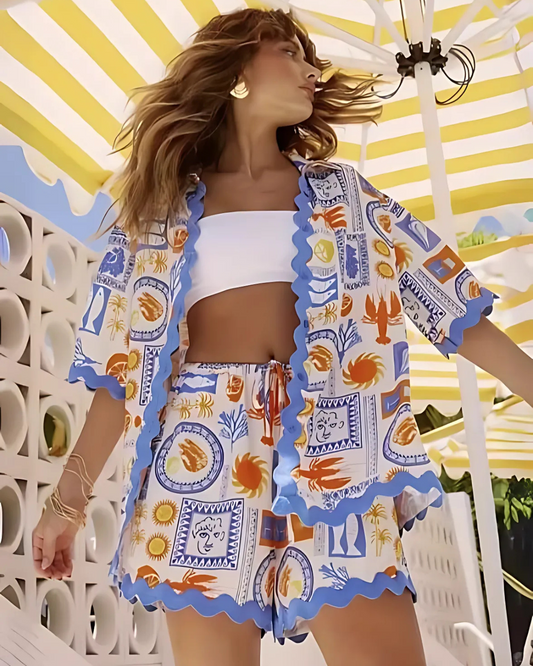 Lace Wave Breeze Shirt Set