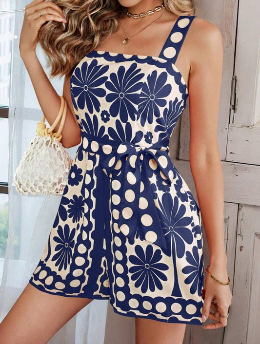 Midnight Bloom Polka Romper