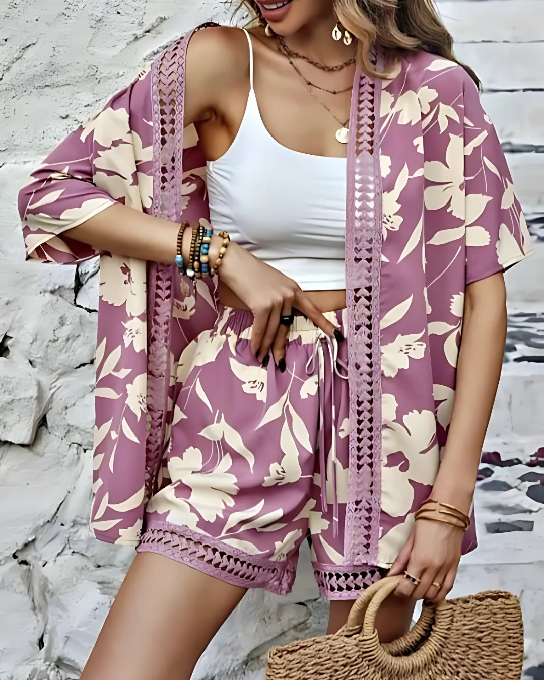 Floral Lace Patchwork Commuter Set