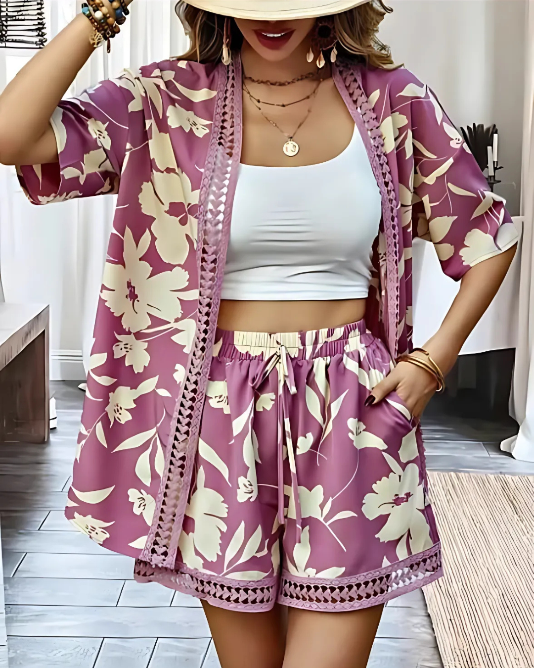 Floral Lace Patchwork Commuter Set
