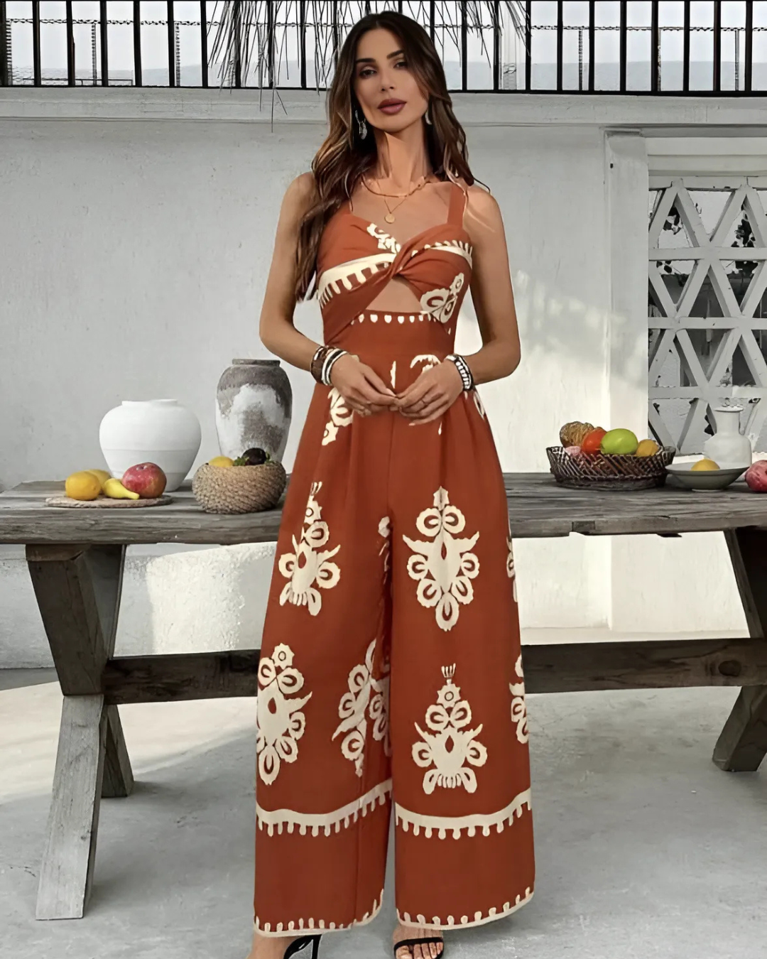 Terra Twist Front Printed Jumpsuit