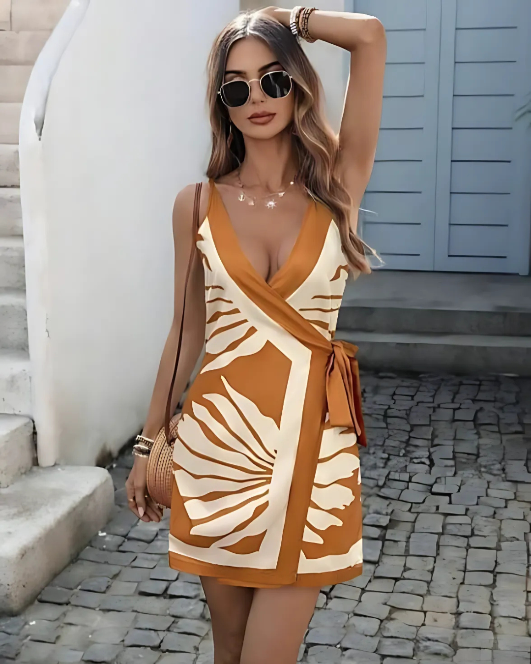 Tropical Tide Wrap Dress