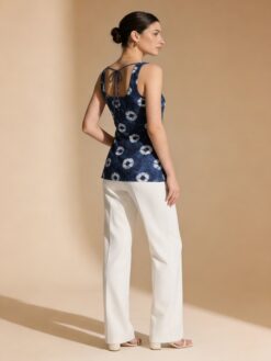 Dori Detail Sleeveless Kurti - Blue