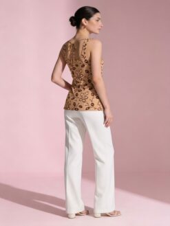 Dori Detail Sleeveless Kurti - Beige
