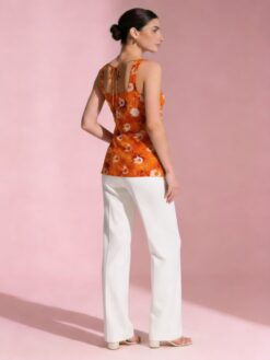 Dori Detail Sleeveless Kurti - Orange
