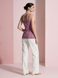Dori Detail Sleeveless Kurti - Lavender