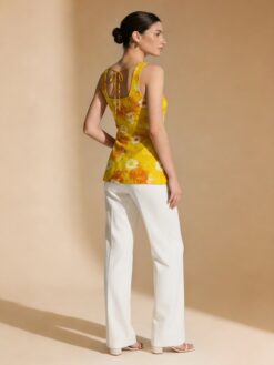 Dori Detail Sleeveless Kurti - Yellow