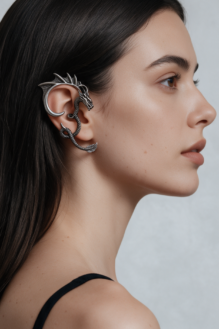 Gothic Silver Wyvern Dragon Ear Wrap Cuff
