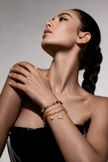 Chroma Bloom Layered Charm Bracelet
