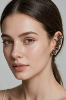 Oxidised Silver Floral Ear Cuff Climber Earrings