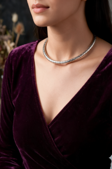 Silver Segmented Snake Chain Choker Necklace