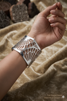 Silver Cutout Filigree Statement Cuff Bangle