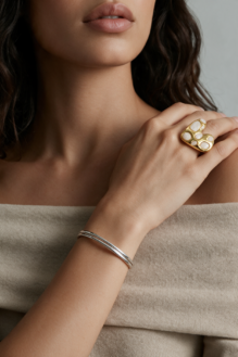 Organic Pebble Enamel Statement Ring