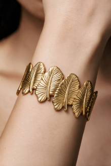 Golden Palm Leaf Statement Cuff