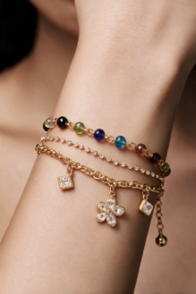 Chroma Bloom Layered Charm Bracelet
