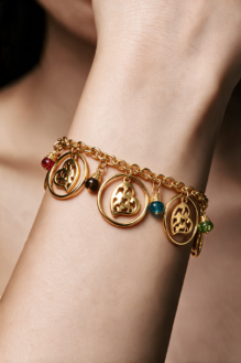Amulet Filigree Medallion Charm Bracelet