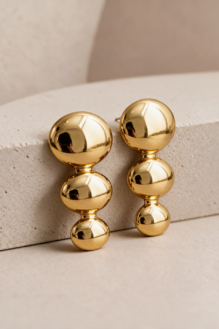 Polished Gold Graduated Spherical Drop Earrings