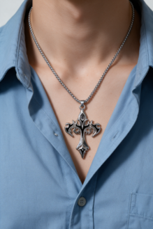 Men’s Gothic Tribal Cross Pendant Necklace