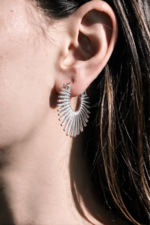 Silver Sunburst Hoop Earrings – Bold Radiant Statement Jewellery