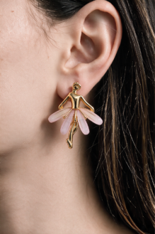Vintage-Inspired Gold-Tone Ballet Dancer Earrings – Fan Petal Statement Jewellery