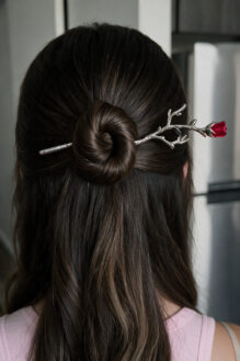 Silver Rose Branch Hair Stick
