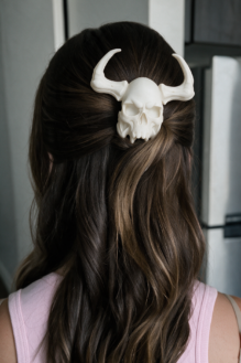 Gothic Ivory Skull Hair Clip