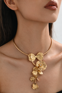 Golden Petal Choker Necklace