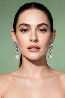 Boho-Fusion Silver Floral and Pearl Drop Statement Earrings