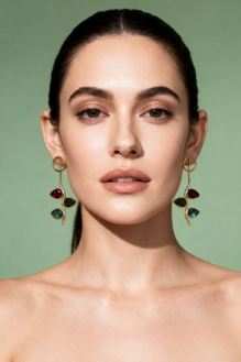 Boho-Fusion Gold Asymmetrical Gemstone Vine Statement Earrings