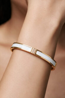 Gold-Tone Bracelet with White Shell Accents