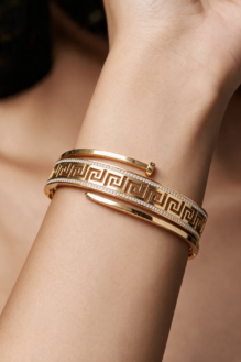 Greek Key Crystal Kada – Elegance with Sparkling Details