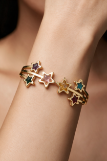 Gold-Plated Multicolor Star Cuff Bracelet