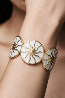 White Shell-Inspired Gold-Tone Statement Cuff Bracelet