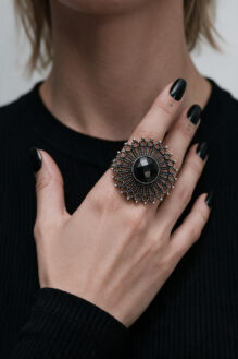 Black Onyx Vintage Oxidised Statement Ring