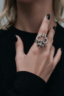 Trishul Oxidised Silver Statement Ring