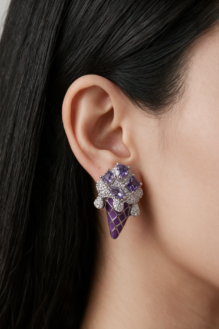 Amethyst Gelato Ice Cream Cone Stud Earrings – Colourful Crystal Statement Jewellery