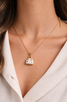 Golden Mini Handbag Pendant Necklace