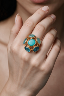 Turquoise Majesty Gold-Tone Dome Cocktail Ring