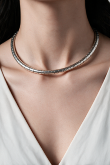 Minimalist Oxidised Silver Segmented Hasli Choker Necklace